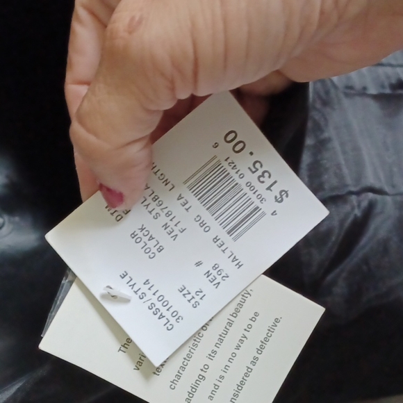 NWT David's Bridal Halter Satin Tea-length Black Bridesmaid/Mob Dress - Picture 6 of 6